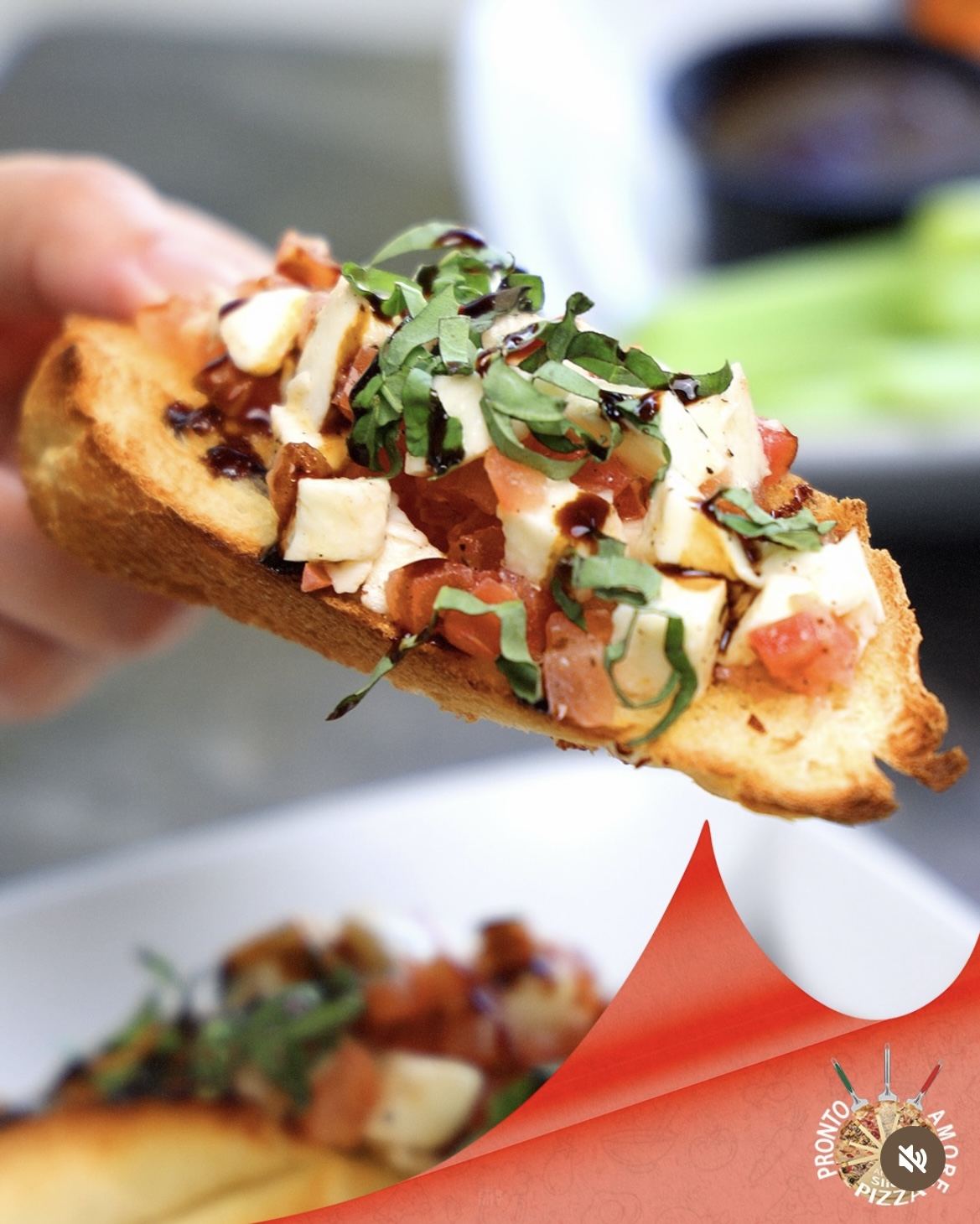 Bruschetta with fresh mozzarella and balsamic glaze