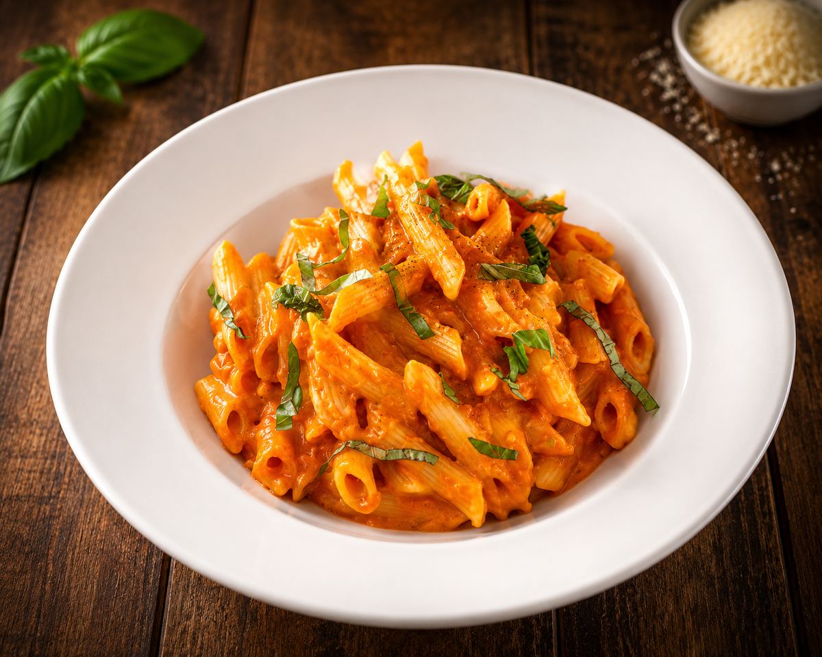 Penne alla Vodka in pink sauce